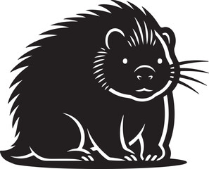 Obraz premium Funny Porcupine Bold Outline Silhouette
