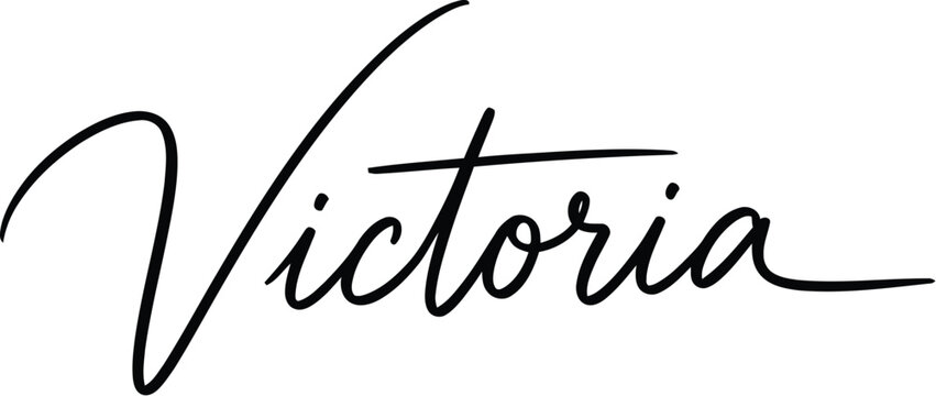 The elegant name Victoria written in black cursive script on a white background