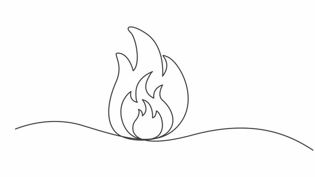 Fire Palm one line art animation design,2