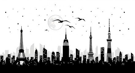 City Skyline at Night Time. © munaji