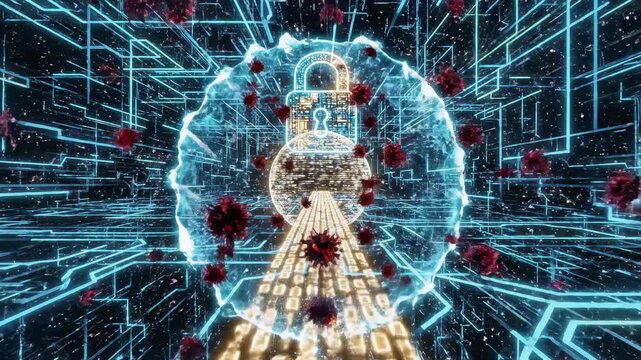 Digital security under threat from viral attacks cyber security vulnerability concept and data protection concerns