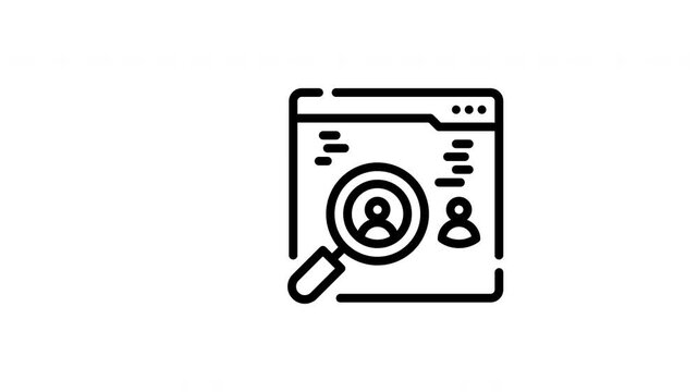Website icon depicting job search and profile, perfect for career websites, recruitment platforms, job boards, and professional networking sites.
