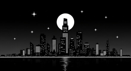 City Skyline at Night Time. © munaji
