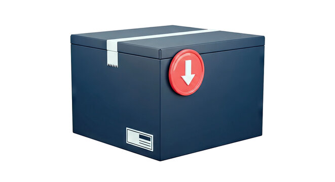 Blue shipping box with download icon