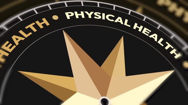 4k animation video of a compass design representing mental health and physical wellness balance in life choices
