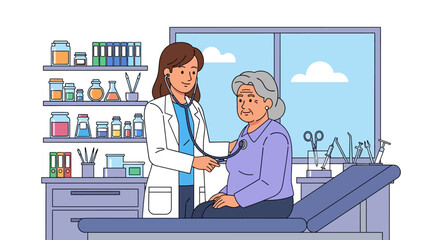 Fototapeta premium Female Physician Examining Senior Patient in Clinic