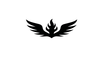 Obraz premium Stylized winged flame graphic, symbolizing power, rebirth, and strength. Abstract fiery wings vector illustration.