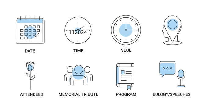 Eulogy and funeral service icons.