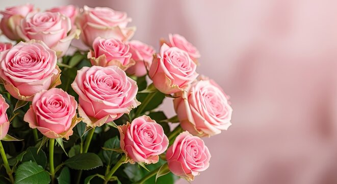 Delicate pink roses in bloom a soft and romantic floral arrangement