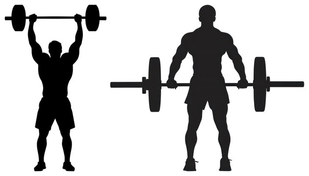 PNG Silhouettes of weightlifting athletes on transparent background