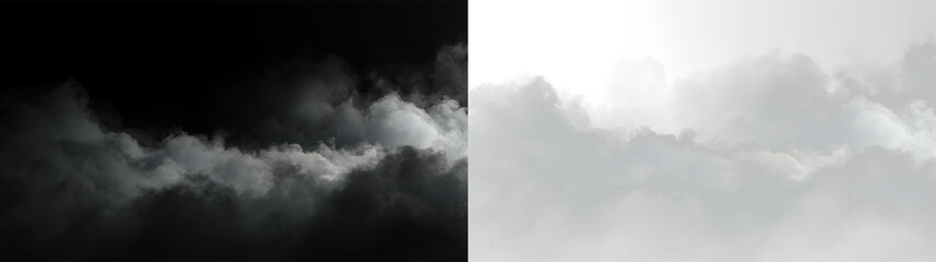 Soft clouds drift across a bright sky during the day with varying shades of gray and white that create a gentle backdrop for any scene © Liubov