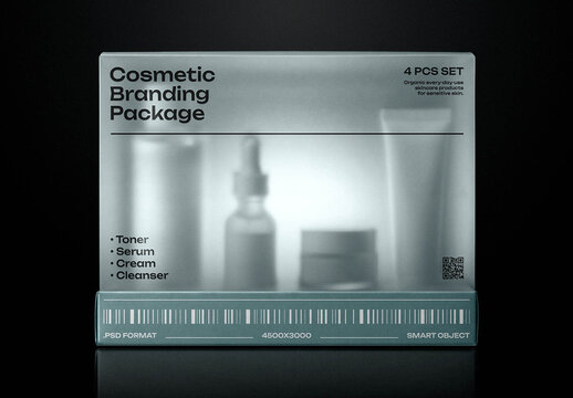 Plastic Skincare Cosmetic Box Branding Mockup