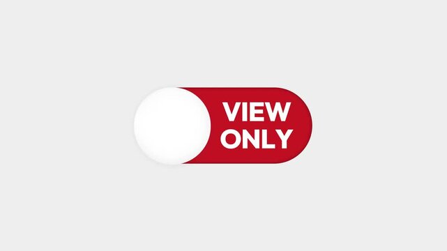 Red toggle button indicating restricted access and limited permissions in digital content management systems 4k animation
