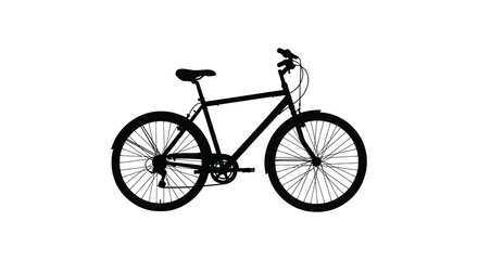 Fototapeta premium A black silhouette of a mountain bicycle against a white background