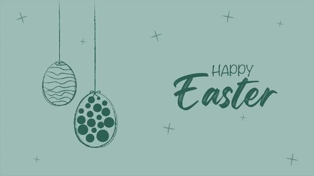 Happy Easter with funny eggs on the side of 4k animation banner