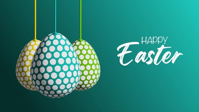 Happy Easter with funny eggs on the side of 4k animated banner
