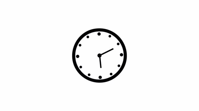 wall clock animated icon. Clock with moving arrows. Time run. Cartoon flat animation of UI element available in 4K render footage on alpha channel. 4K Video