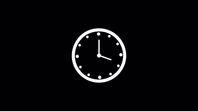 Time lapse of spinning clock animation in 7 Hour. Seamless motion animated footage. White colored watch with hands move quickly. Time concept on Alpha channel. 4K Video