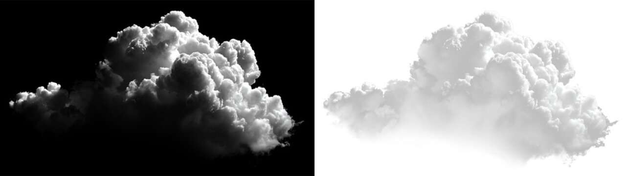 Fluffy white cloud floating on a transparent background with no other elements