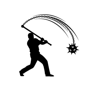 Powerful Silhouette Swinging Spiked Flail Weapon Icon