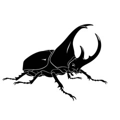 Fototapeta premium Illustration of a rhinoceros beetle in silhouette