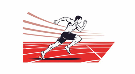 Fototapeta premium A stylized athlete sprints on a track, conveying speed and motion with abstract streaks