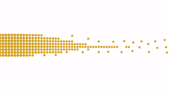 Abstract golden dots dissolving into a white background, representing data loss, digital decay, or fading information.