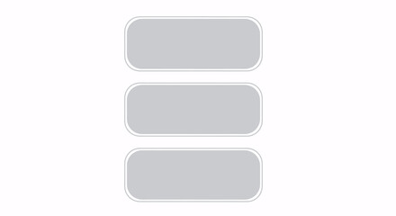 Fototapeta premium Three blank grey rectangular buttons with rounded corners on a white background, isolated