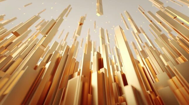 The stock market. Gold bars are presented as a graph of price growth. Gold bars moving upward.