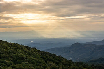 Obraz premium Mountain landscape at sunset nature photography scenic view tranquil environment atmospheric perspective