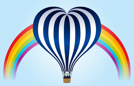 Montgolfière forme c&oelig;ur Arc en ciel 2