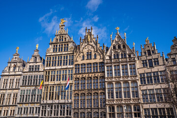 Fototapeta premium Historic Guildhalls in Grote Markt Square, Antwerp, Belgium