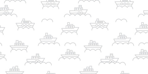 船と波のシンプルな線画模様 © tabosan