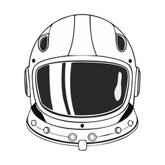 Fototapeta premium Astronaut Helmet Outline Vector Illustration Space Exploration Headgear