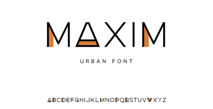 A modern urban font design with orange accents on a white background