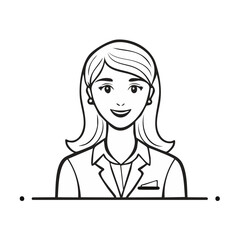 Fototapeta premium Professional Woman in Business Attire Smiling and Facing Forward Line Art Illustration