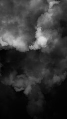 Vertical abstract smoke misty fog on isolated black background. Red smoke effect overlays. Design texture elements. © Victor
