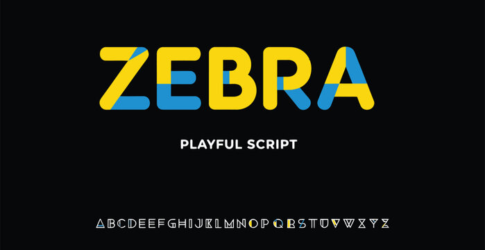 A colorful and playful script font with the word ZEBRA on a black background