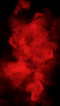 Vertical abstract smoke misty fog on isolated black background. Red smoke effect overlays. Design texture elements.