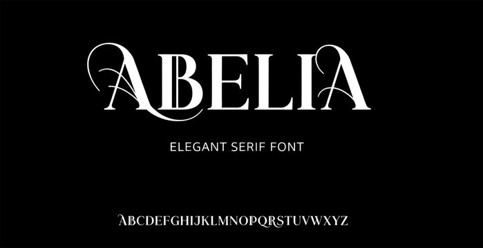 A elegant serif font displayed on a black background with white text