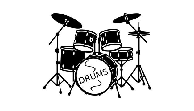 Drums vector illustration of a complete drum set with cymbals and stands
