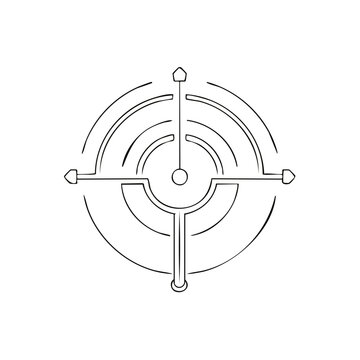 Abstract Crosshair Target Symbol Minimalist Line Art Icon