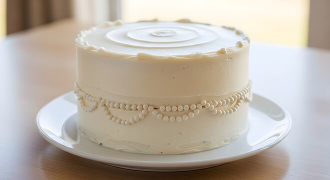 Delicious vanilla layer cake on a plate ready to be enjoyed