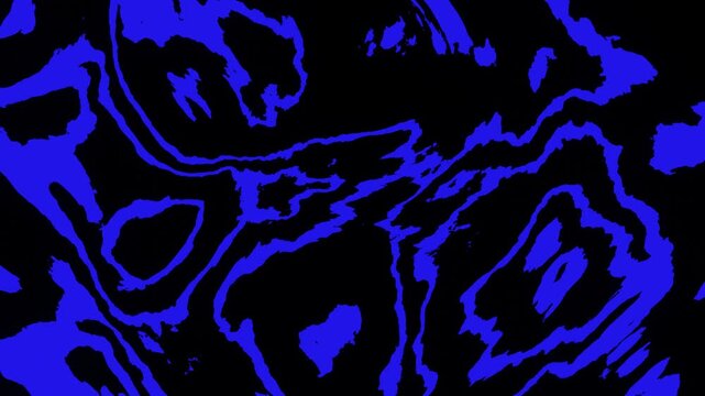 Dynamic blue and black abstract background featuring a psychedelic, viscous liquid pattern flowing and distorting, creating a seamless and mesmerizing ripple effect suitable for motion graphics