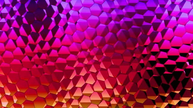 Abstract geometric hexagonal pattern with dynamic rainbow light wave.