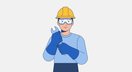 Fototapeta premium World Day for Safety and Health at Work with Man Wearing Gloves