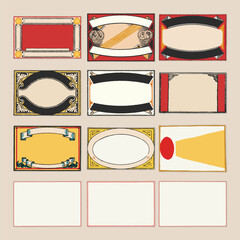 Match box labels frame set retro logo old vintage illustration poster template design vector element © Mariano