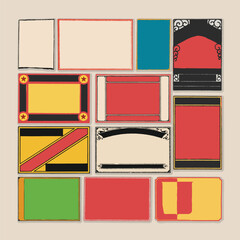 Match box label frame set retro logo old vintage illustration poster template design vector elements-15 © Mariano