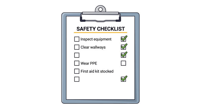 World Day for Safety and Health at Work with a Clipboard Checklist