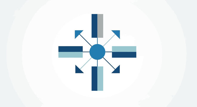 Blue Cross Symbol with Arrows Directions.